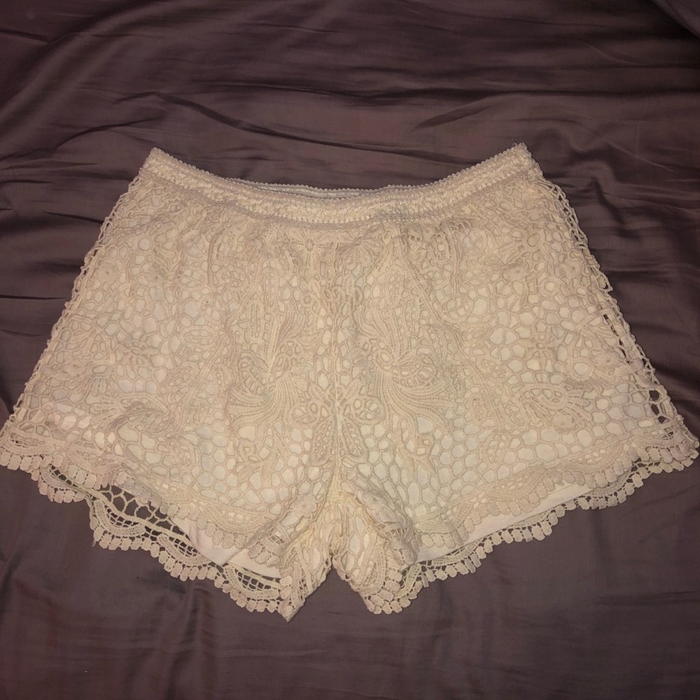 White lace shorts